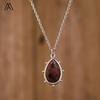 Boho Stil Silberkettchen Tropfenförmiger Kristall Edelstein Anhänger für Hochzeiten Partys Damenschmuck Chakra Design