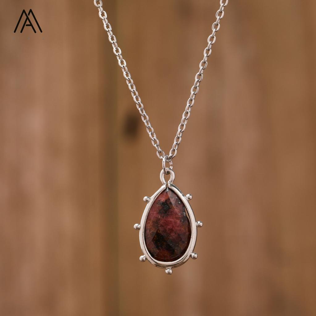 Boho Stil Silberkettchen Tropfenförmiger Kristall Edelstein Anhänger für Hochzeiten Partys Damenschmuck Chakra Design