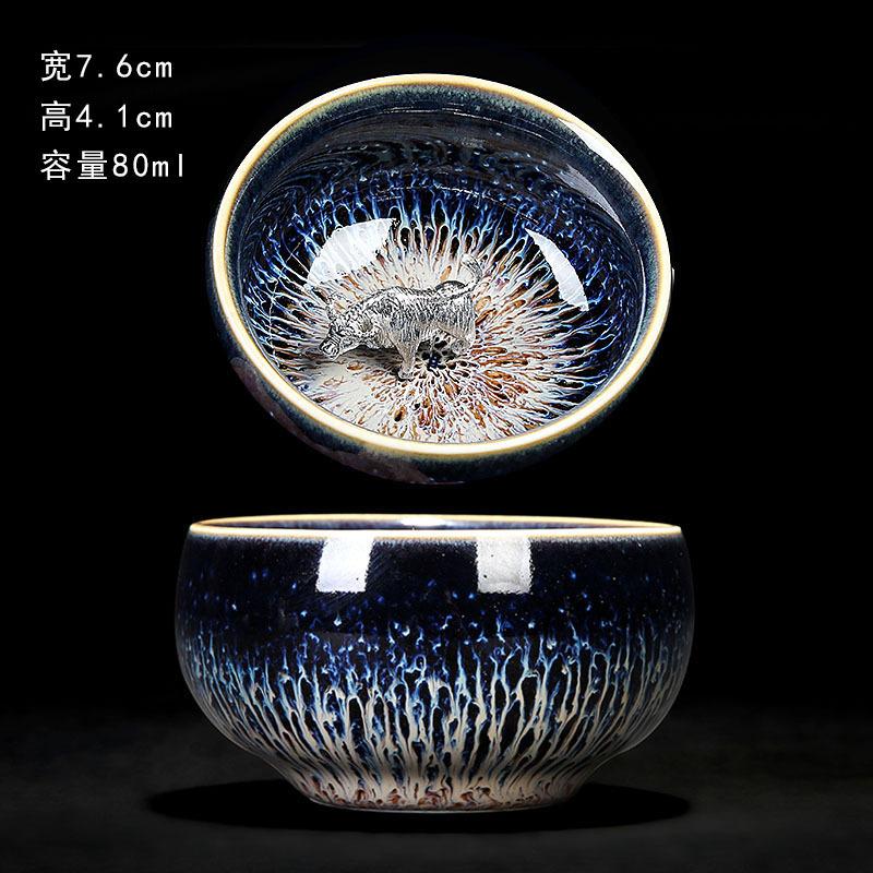 Colorful Tenmokus Tea Cup Fancy Jianzhan Ceramic Teacup Petal Shaped Chinese Style Small Tea Bowl teaware cup