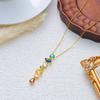 Minimalist Flower Branch Zircon Y Drop Necklace for Women Elegant Geometric Copper Adjustable Long Chain Party Jewelry Gift