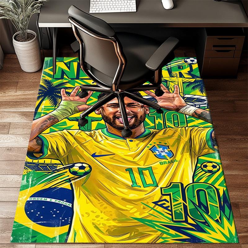 Glücklicher Fußball Neymar Reise Teppich Spiel Teppich, Fußmatte für Schlafzimmer Wohnzimmer Eingangsbereich Teppich, Wohnkultur Idee Geschenk für Weihnachten Geburtstag