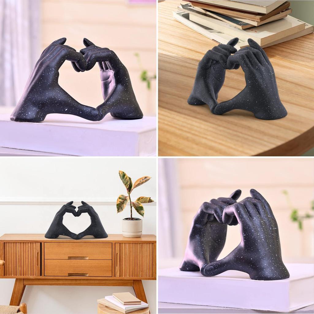 Künstlerische Hand-Liebe-Skulptur | Ein herzlicher Ausdruck der Verbundenheit | Verleiht jeder Dekoration Wärme – 1er-Pack, Schwarz