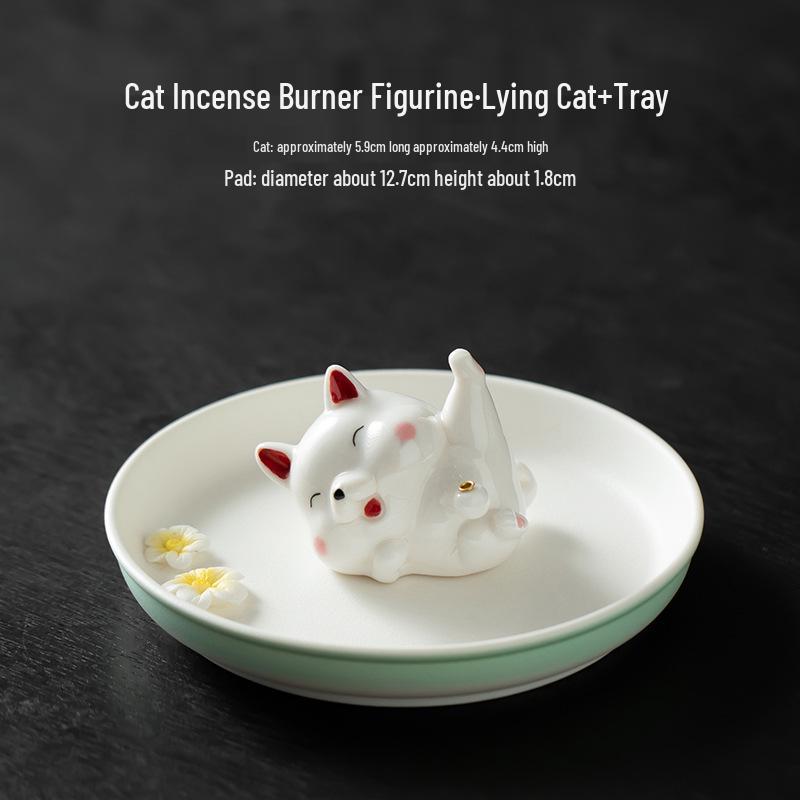 Cute Ceramic Puppy Incense Holder: Sandalwood Incense Burner & Tea Ceremony Ornament for Home Decor