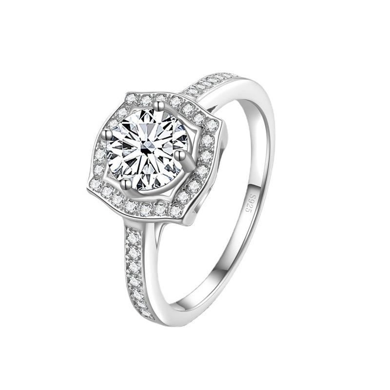 BagueRingen Trendy Sterling Silver S925 Wedding Ring 2ct D-COLOR Moissanite Jewelry For Women GRA Certificate