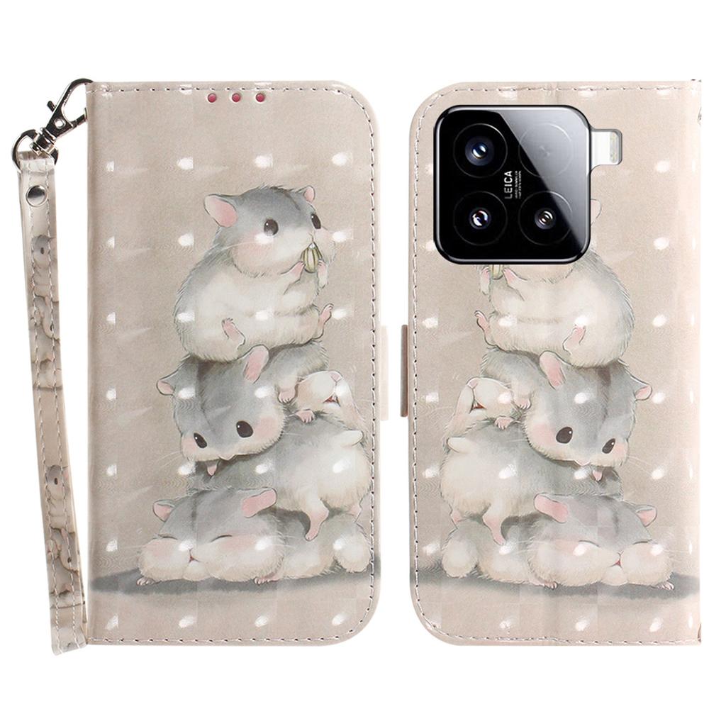 Dla Xiaomi 15 Etui Wzór Drukowany Skórzany Portfel Pokrowiec na Telefon