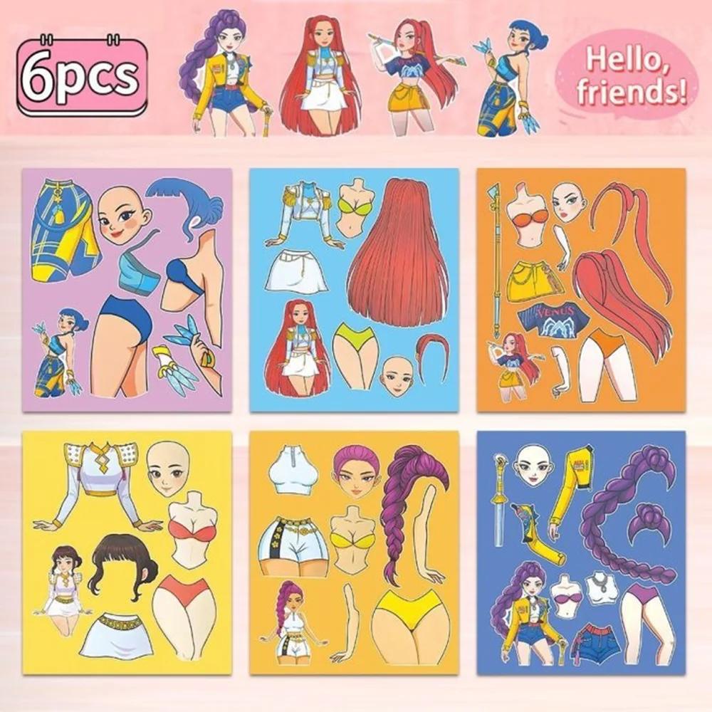 

* 6/18Sheets Funny Kpop Demon Hunters Cartoon Puzzle Sticker DIY Phone Laptop Luggage Graffiti Decals Fun for Kid Gift S S/@