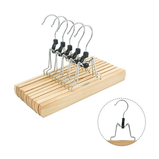 Cabide com Prendedor Resistente ao Desgaste Antiderrapante Suporta Peso Madeira Natural Cabide para Calças Saias para Casa