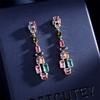 Stunning Long Geometric Woman Trendy Jewelry Multi Color Unique Gemstone Stud Earrings