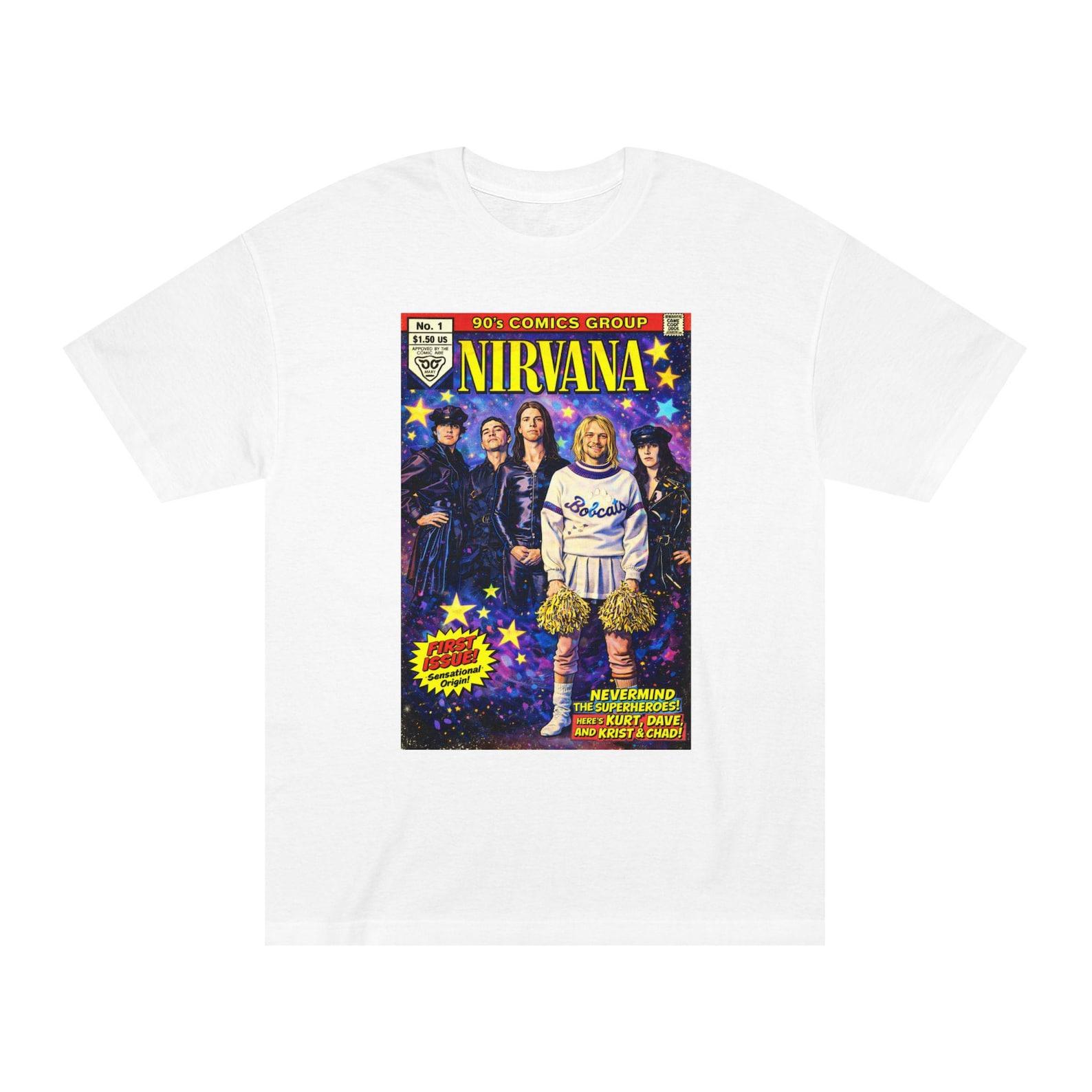 Nirvana Cheerleader Comic Book Tee | Band Graphic Shirt XL