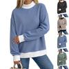 Women's Fashion Casual Striped Long Sleeve Neck Loose Fit Pullover Sweatshirt