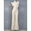 Export L Home U Ruffles Adult Lady Like Woman Socialite High Waist Temperament Fashion Backless White Banquet Party Stylish Jumpsuit
