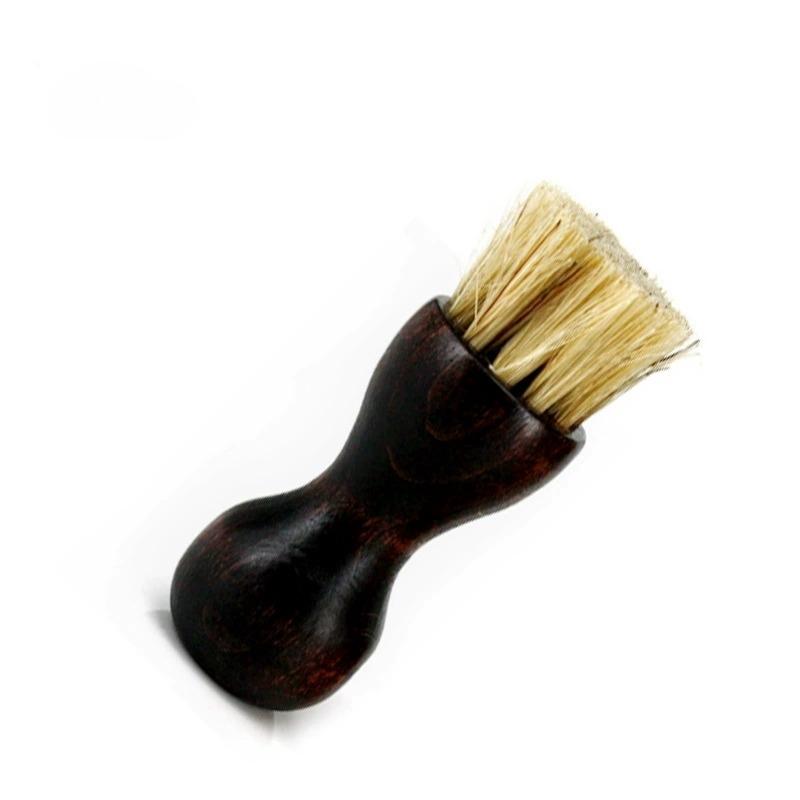 Gourd Shaped Shoe Brush Beech Wood Handle & Natural Pig Bristles for Polishing Cleaning Ash Removal, Multifunctional Care Tool