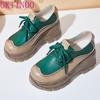 Fashion GKTINOO 2024 Fashion Spring Women Shoes Genuine Leather Lace-Up Flat Platform Sneakers Women Thick Bottom Casual Shoes Footwear