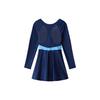 Color Block Round Neck Pullover Long Sleeve Swim Dress Women Swimwear Light-Blue Light-Sea-Blue 1823531423-1
