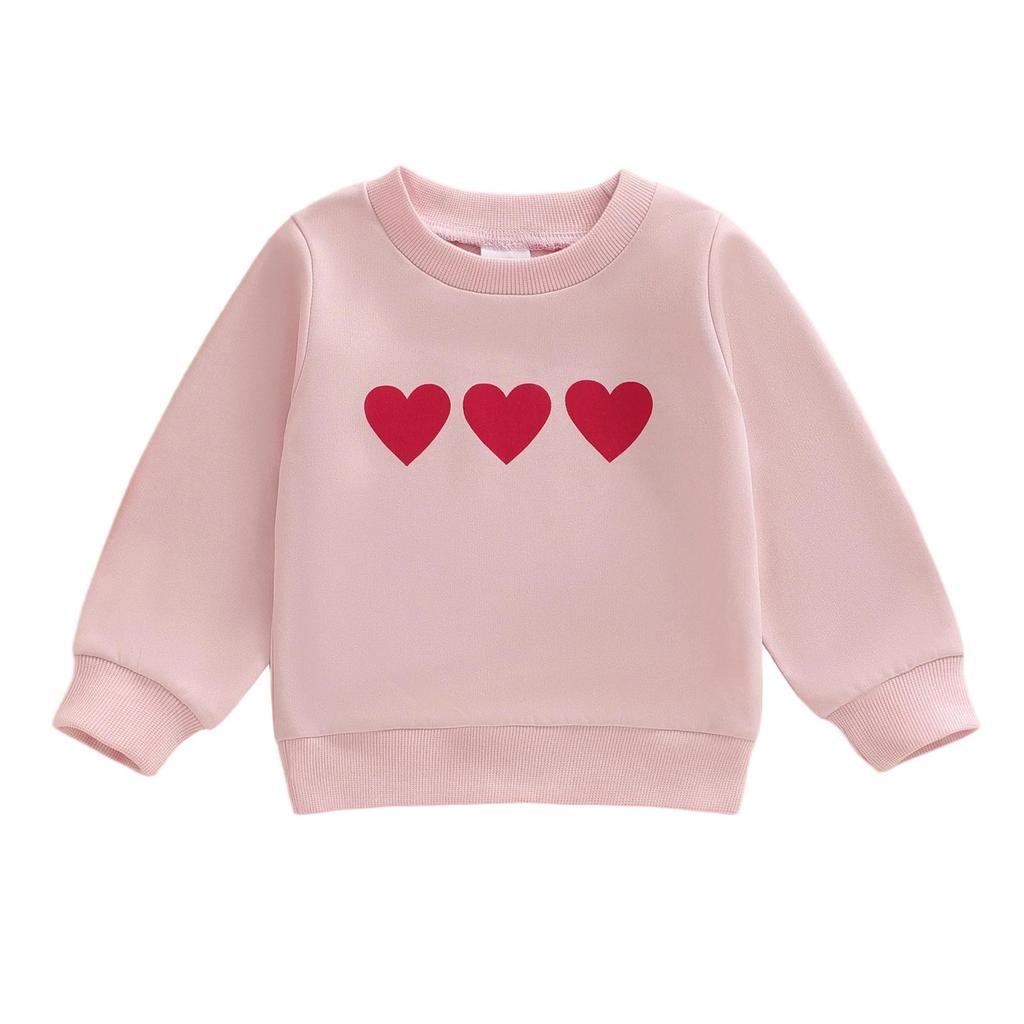 Girls' Toddler Heart Print Long Sleeve Pullover Knit Top