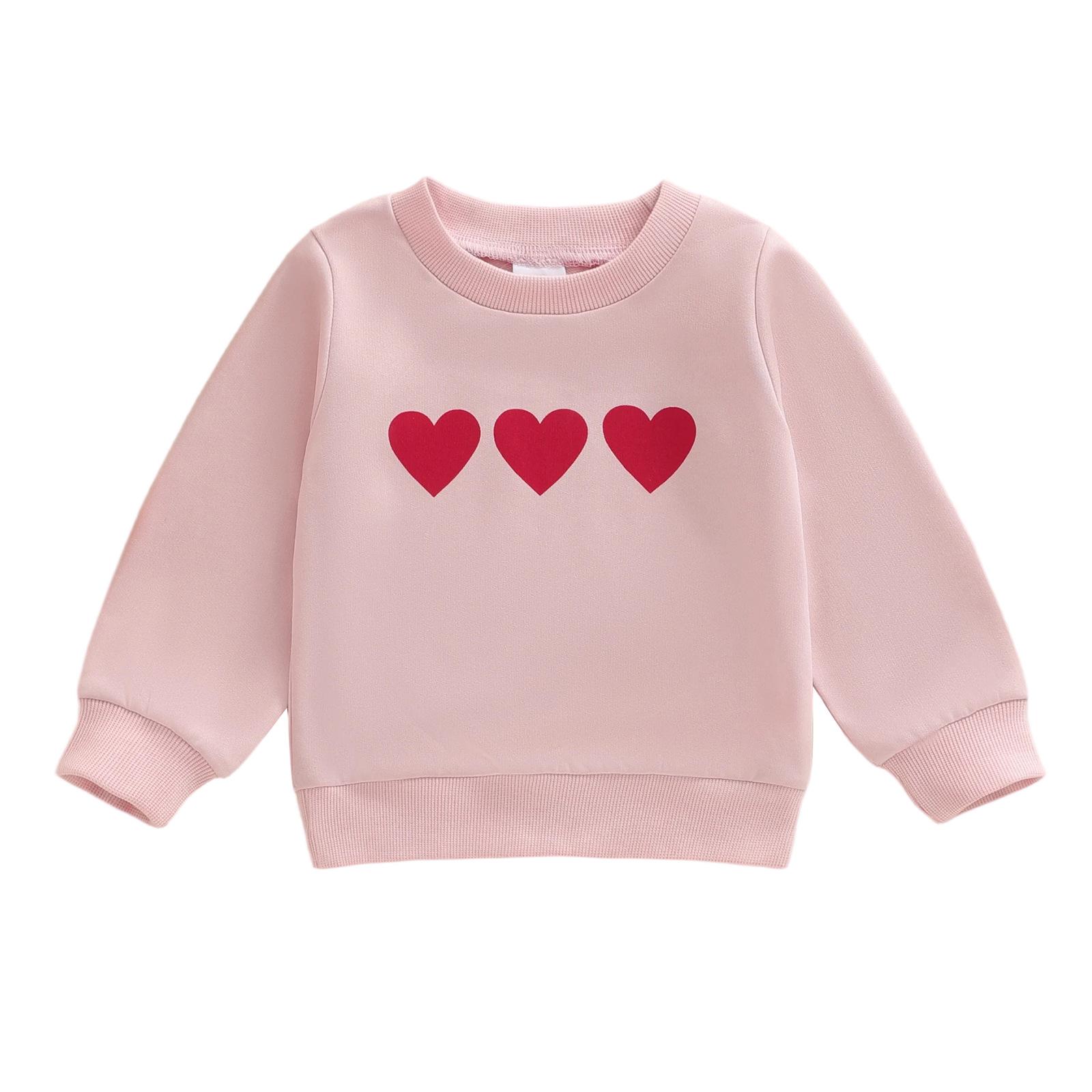 

Girls Toddler Heart Print Long Sleeve Pullover Knit Top 18-24 Months рожевий