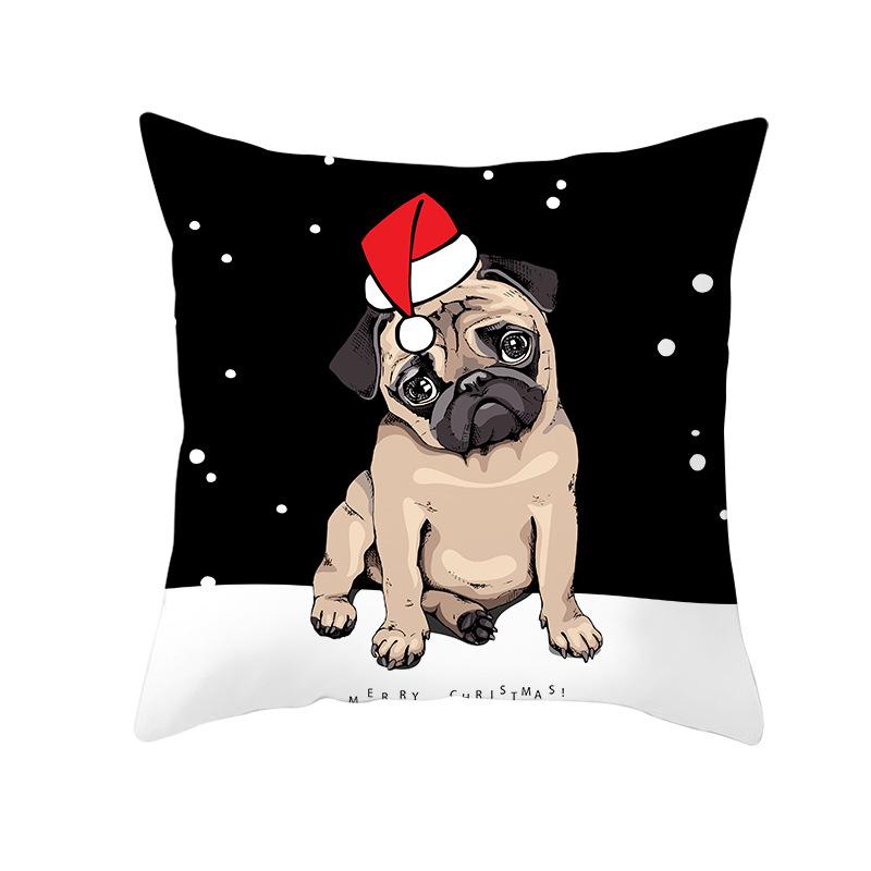 Pet Print Christmas Peach Skin Pillow Cover Bedside Cushion Cover Sofa Cushion Cover