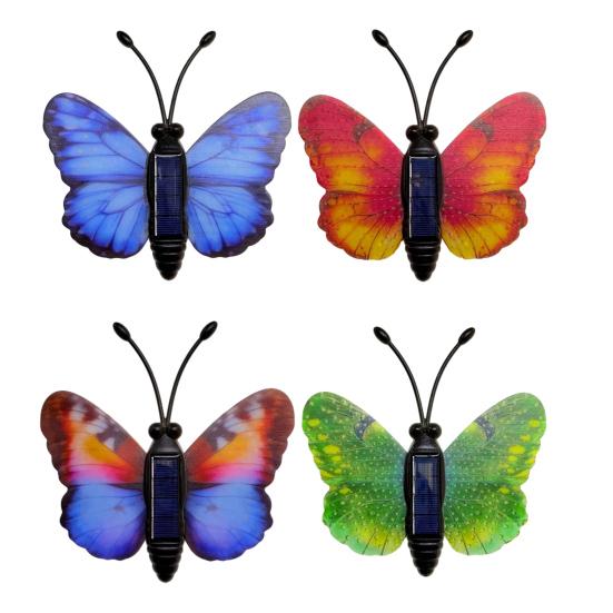 Solar Butterfly Garden Light, Color Changing LED Wall Lamp, Waterproof Outdoor Decoration for Lawn Yard Patio Decor