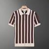 Summer Men's Knitted Short Sleeve Half-Zip Polo Shirt Korean Style Slim Fit Casual Turn-Down Collar Half Sleeve T-Shirt Base Shirt
