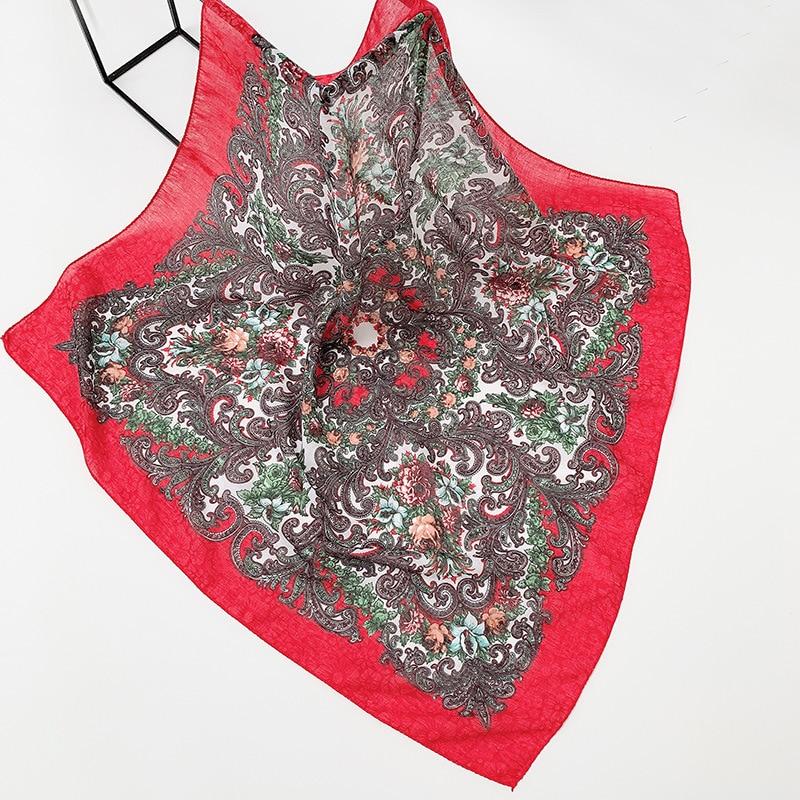 70*70cm Russian Floral Printed Square Bandana Scarf