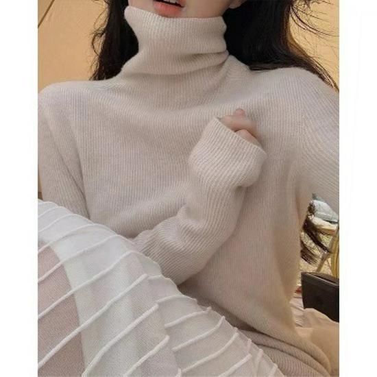 Nai Fufu Women's High-Neck Slim-Fit Wool Knit Sweater: Luxurious Autumn/Winter Base Layer