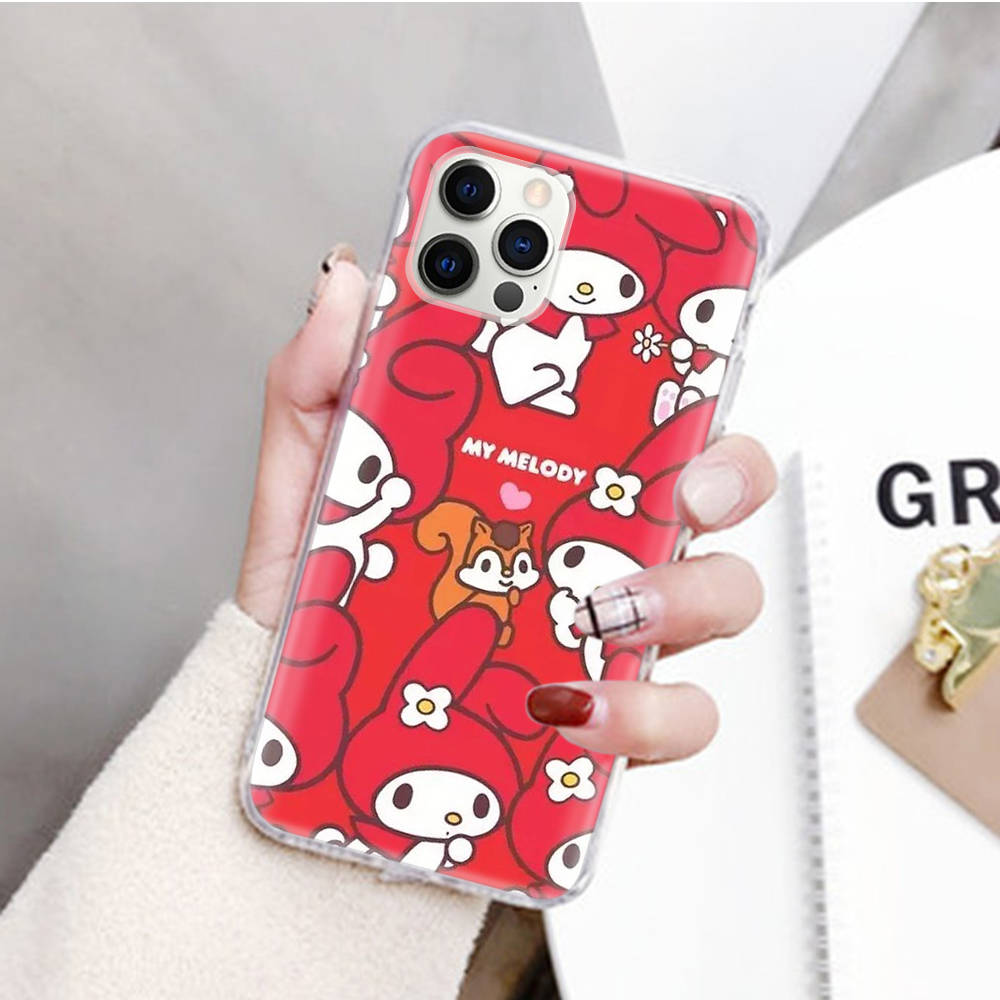 JZ20 My Melody Transparent Case for Samsung A04 A14 A23 M33 M53 Realme 10 9 C35 C55 VIVO Y02 X80 Infinix Hot 30 Note 11 Tecno Spark 8P Pro