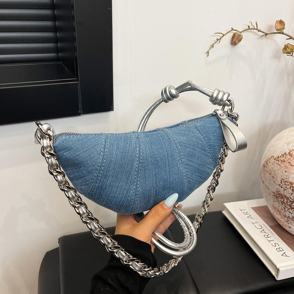 Denim bag women's 2025 new trendy niche shoulder armpit bag fashion popular messenger croissant