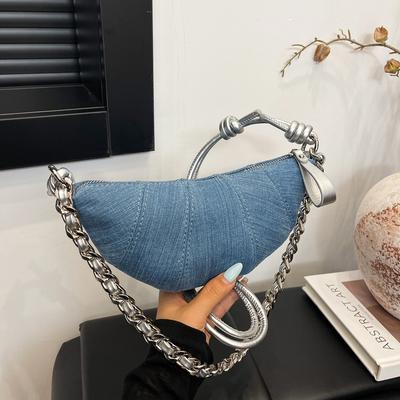 Denim Bag Women's 2025 New Trendy Niche Shoulder Armpit Bag Fashion Popular Messenger Croissant