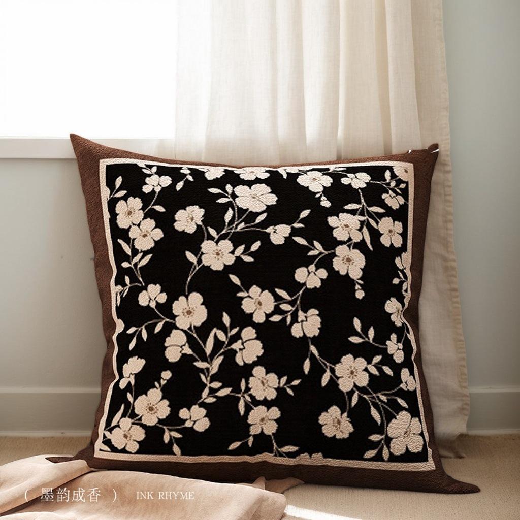 

Новая подушка в китайском стиле ретро, подушка для спины для гостиной, подушка для талии, украшение, подушка для кровати для спальни на эркере, прикроватная спинка, украшения 45 * 45cm Pillow Cover