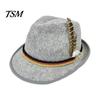 Versatile Casual Hat Fedora with Feather, Short Brim Vintage Jazz Hat, German Holiday Gift for Beer Lovers Oktoberfest Costume Accessories Halloween