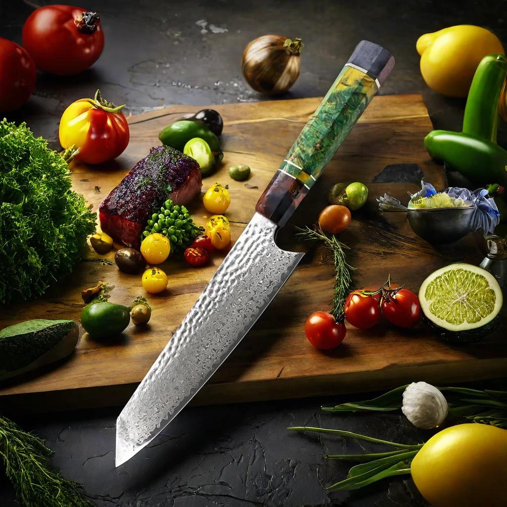Professional kitchen knife, 67-layer Damascus knife VG10, sharp Japanese chef knife, suitable for cutting meat and vegetables