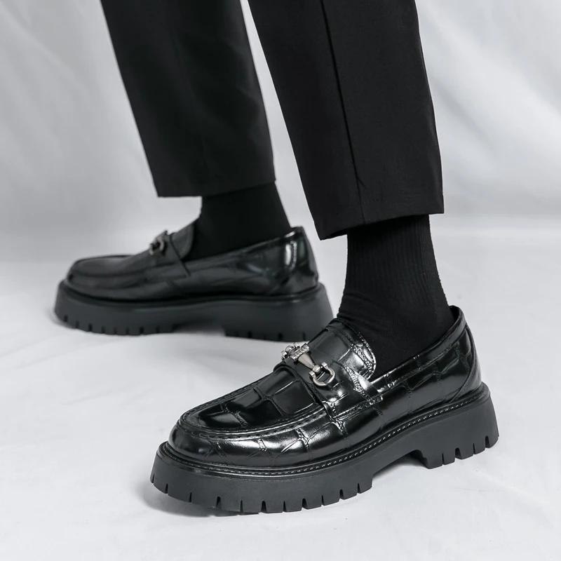 Luxury Brand Men Business Dress Shoes Casual Outdoor Walking Office Loafers Summer Thick Bottom Casual Leather Lazy Driving Shoe