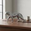 Resin Leopard Sculpture Electroplated Big Cat Figurine Luxury Look Sitting Cheetah Statue for Living