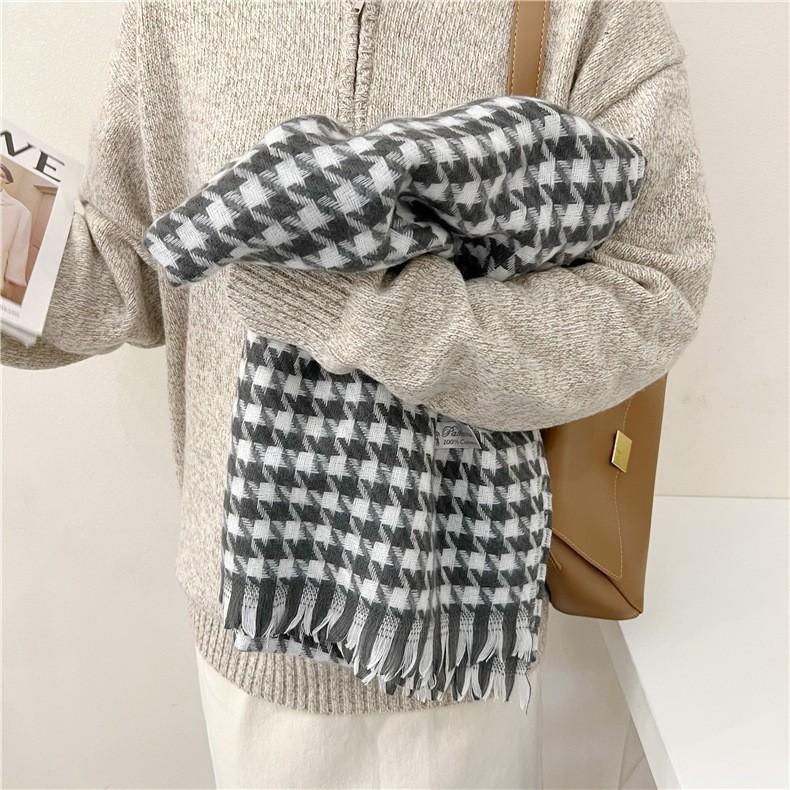 New Qiandongge scarf women's versatile warm scarf imitation cashmere scarf plaid thick autumn and winter scarf