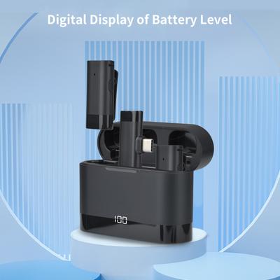 Microphone à pince sans fil, récepteur de micro sans fil et 2 émetteurs avec boîtier de chargement pour type-c