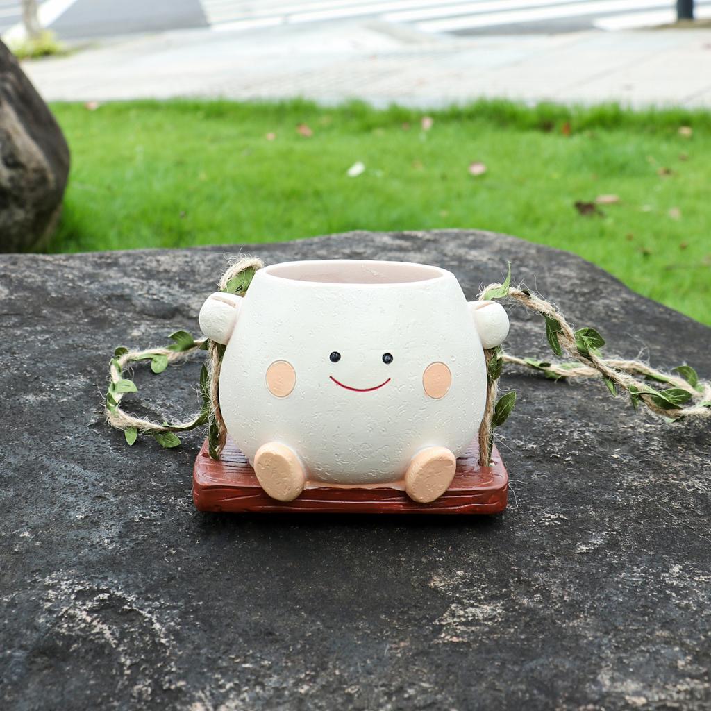 Cute Succulent Crescent Flower Pots Micro Landscape Hanging Garden Patio Outdoor Garden Decoration Crafts Hanging Swing Models