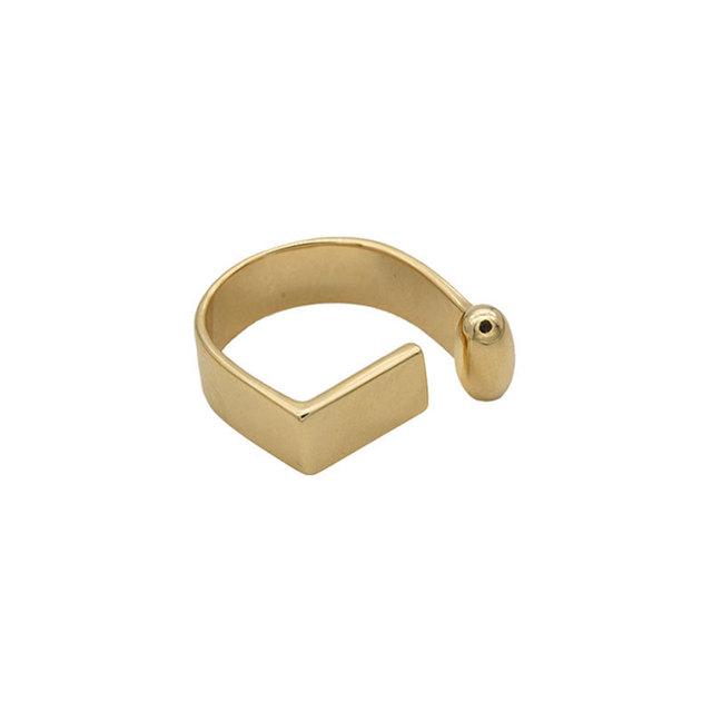 ANENJERY Geometric Flat Rings for Women Men French Gold Finger Rings Adjustable Jewelry
