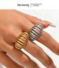 High-End Adjustable Stainless Steel Geometric Hollow Ring for Women