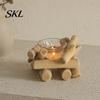 Stable Wood Candle Stand Wooden Glass Holder, Rustic Driftwood Ornament, Farmhouse Rural Home Decor Holder Tabletop for Living Room Bedroom