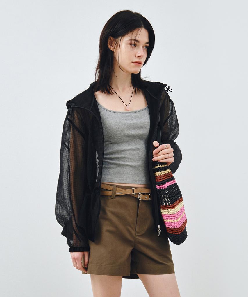 Mongdol Flare Hooded Windbreaker Black Mdjp027Black