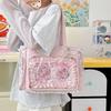 Japanese JK Sweet Girl Transparent Tote with Cute Bow Knot - Large Capacity Badge Crossbody Bag