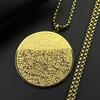 Arab Allah God Rune Pendant Necklace for Men Women Stainless Steel Gold Color Islam Muslim Arabic Box Chain Amulet Jewelry