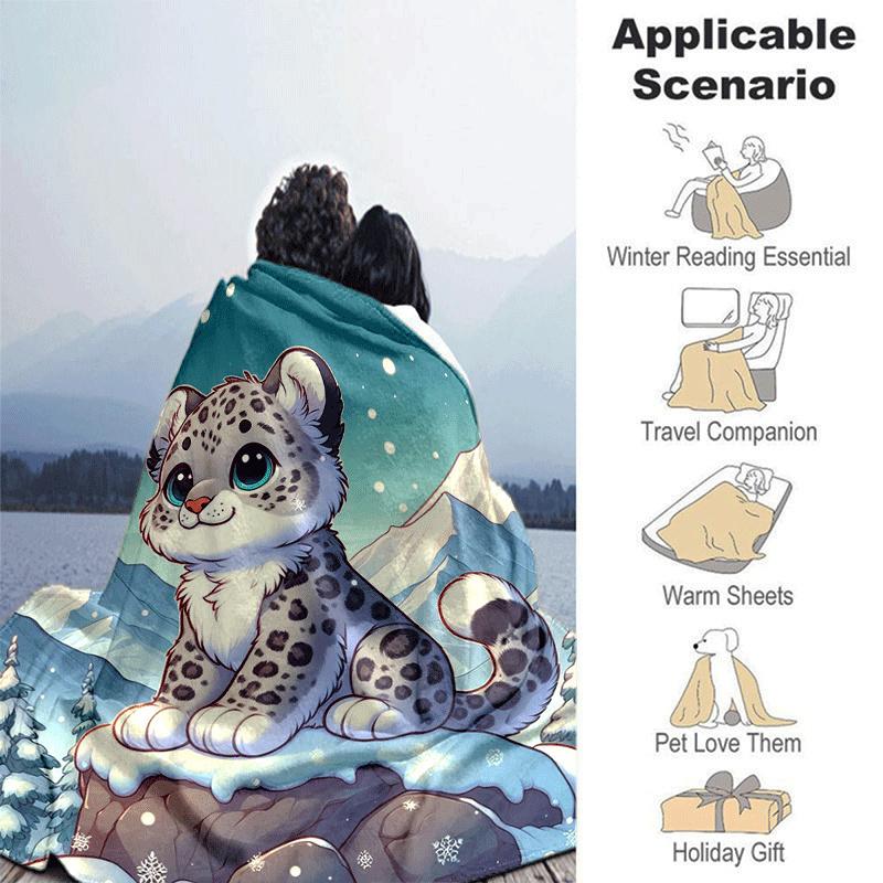 1pc Cute Animals Printing Lightweight Flannel Blanket, Comfortable and Warm Blanket, for Camping Sofa Bed and Couch Office, Gift