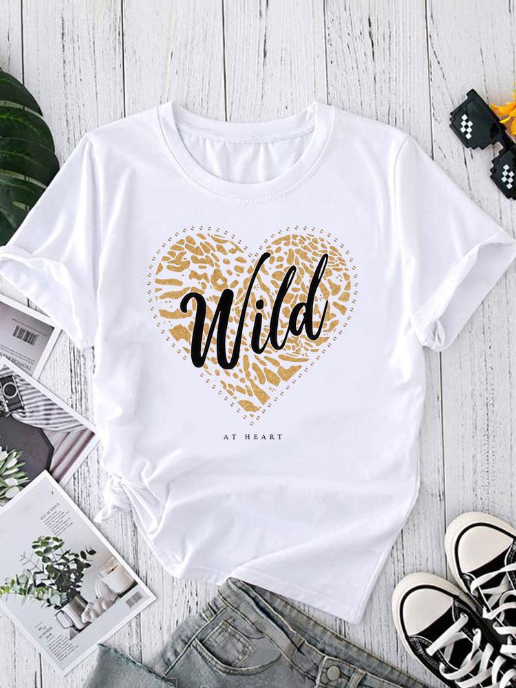 (Asian Size) O-neck Women's Top T Shirt Printed Short Sleeve T-shirts Style Letter Cute Fashion Female Casual Clothing Graphic Tee
