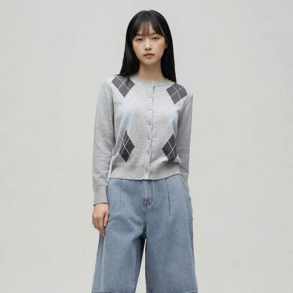 Lap Wool Argyle Knit Cardigan As1kg222