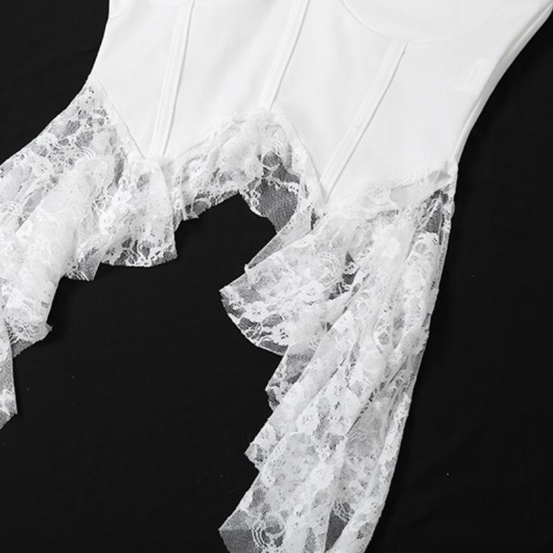 Summer Women Y2k Crop Tops Ladies Sleeveless Asymmetrical Ruffles Tank Top Lace Hem Slim Tanks Tops Shirts Streetwear