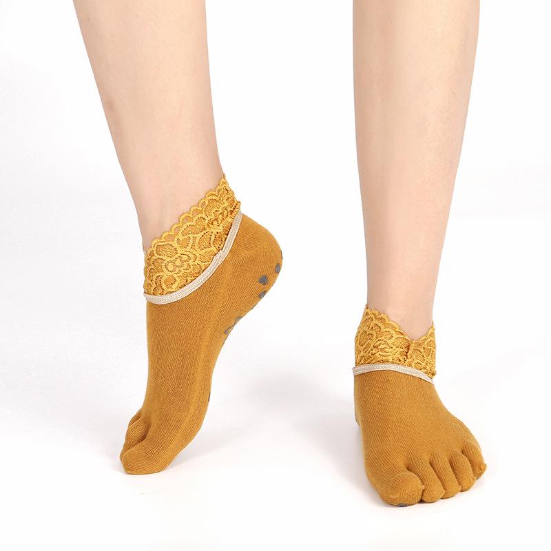 Fashion Lace Trimmed Cotton Yoga Socks Women'S Professional Non-Slip Socks Dance Sports One Piece
