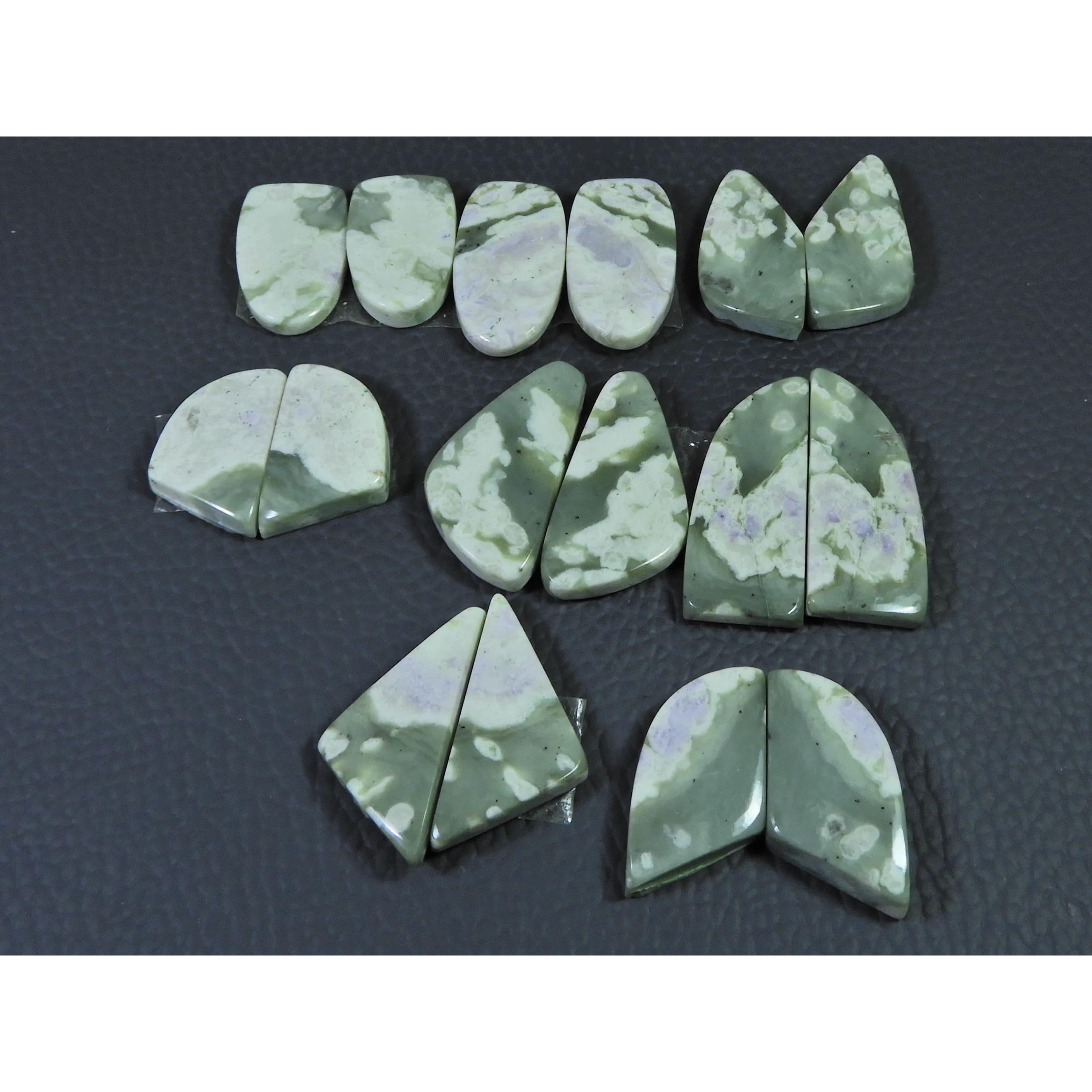 

20-29 MM Natural Peace Jade Matched Pair Fancy Cabochon Gemstone 8 Pair Lot C-778