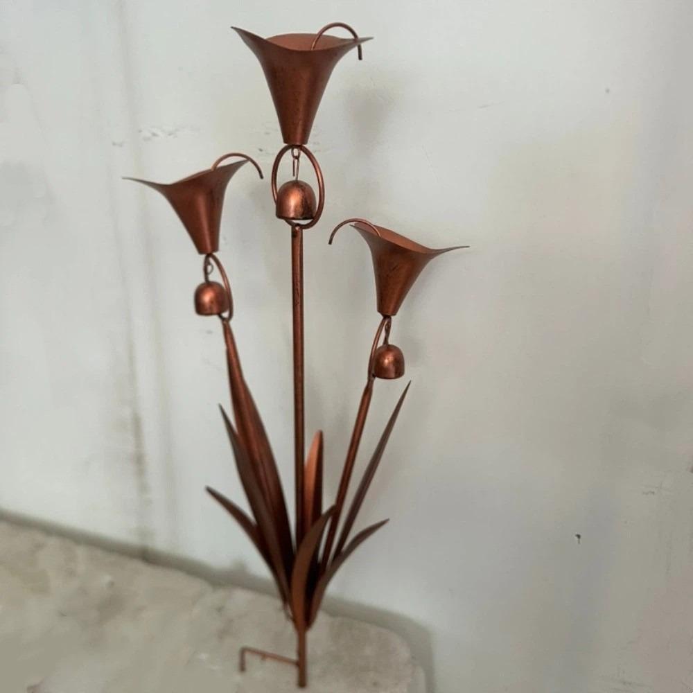 Handcrafted Metal Floral Garden Stake Weatherproof Garden Sculpture Flower Wind Chime Garden Garden Stake