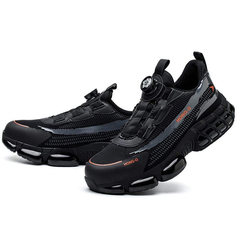 Air cushion Protective Shoes Men Rotating button Fashion Safety shoes Puncture-Proof Indestructible Work Boots Steel toe shoes